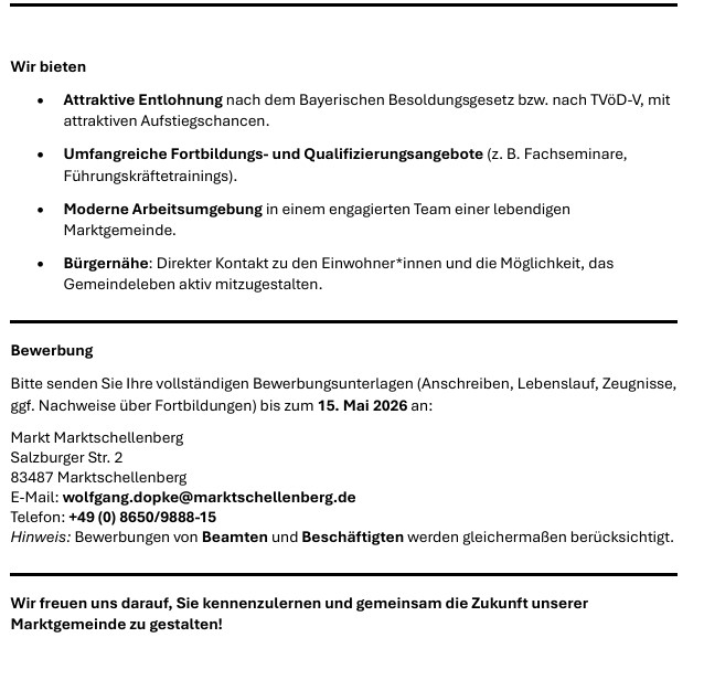 Stellenanzeige Hauptamt