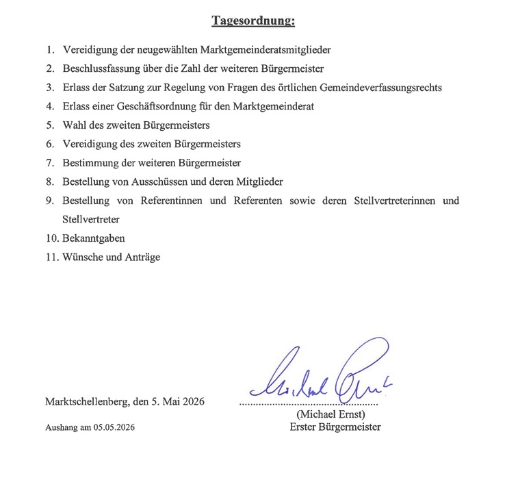 Tagesordnung 12. 5. 2026
