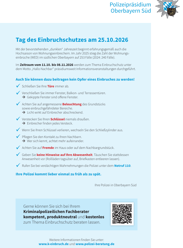 Tag des Einbruchschutzes Tag des Einbruchschutzes